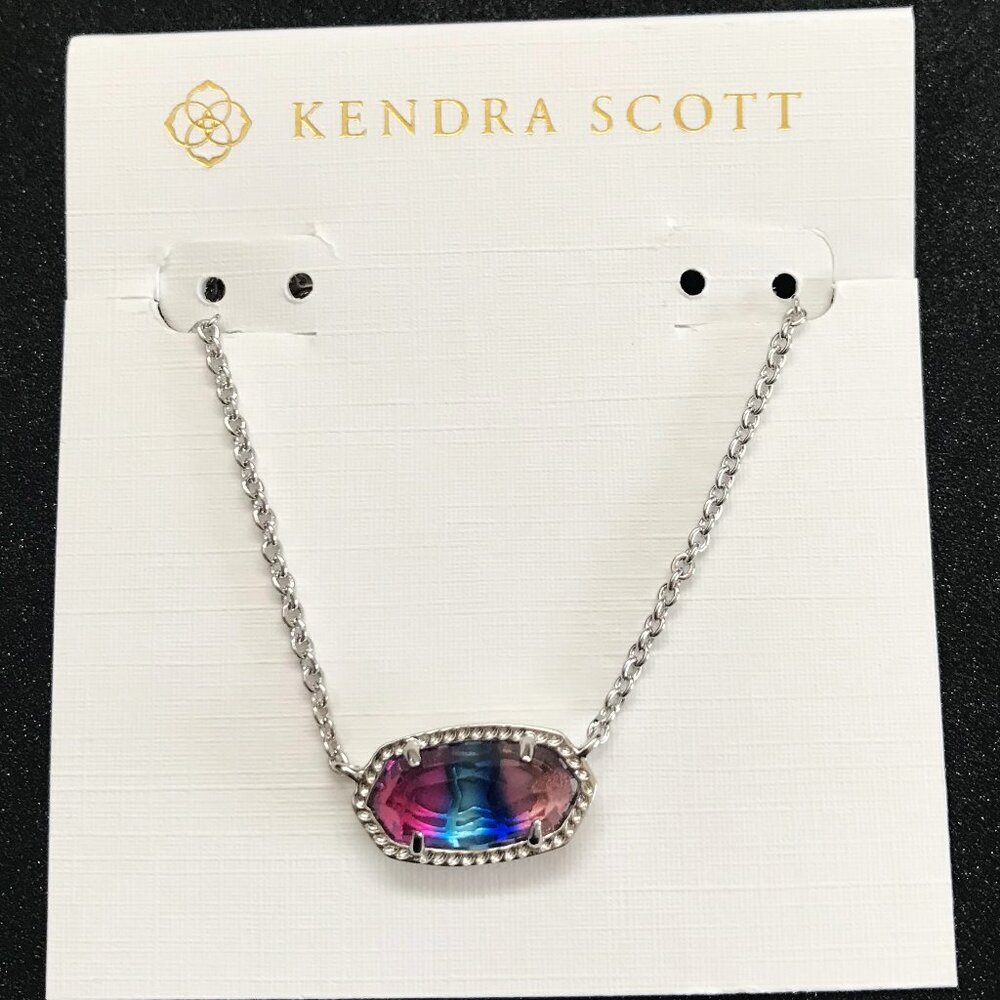 Kendra Scott Elisa Silver Short Necklace in Watercolor Illusion